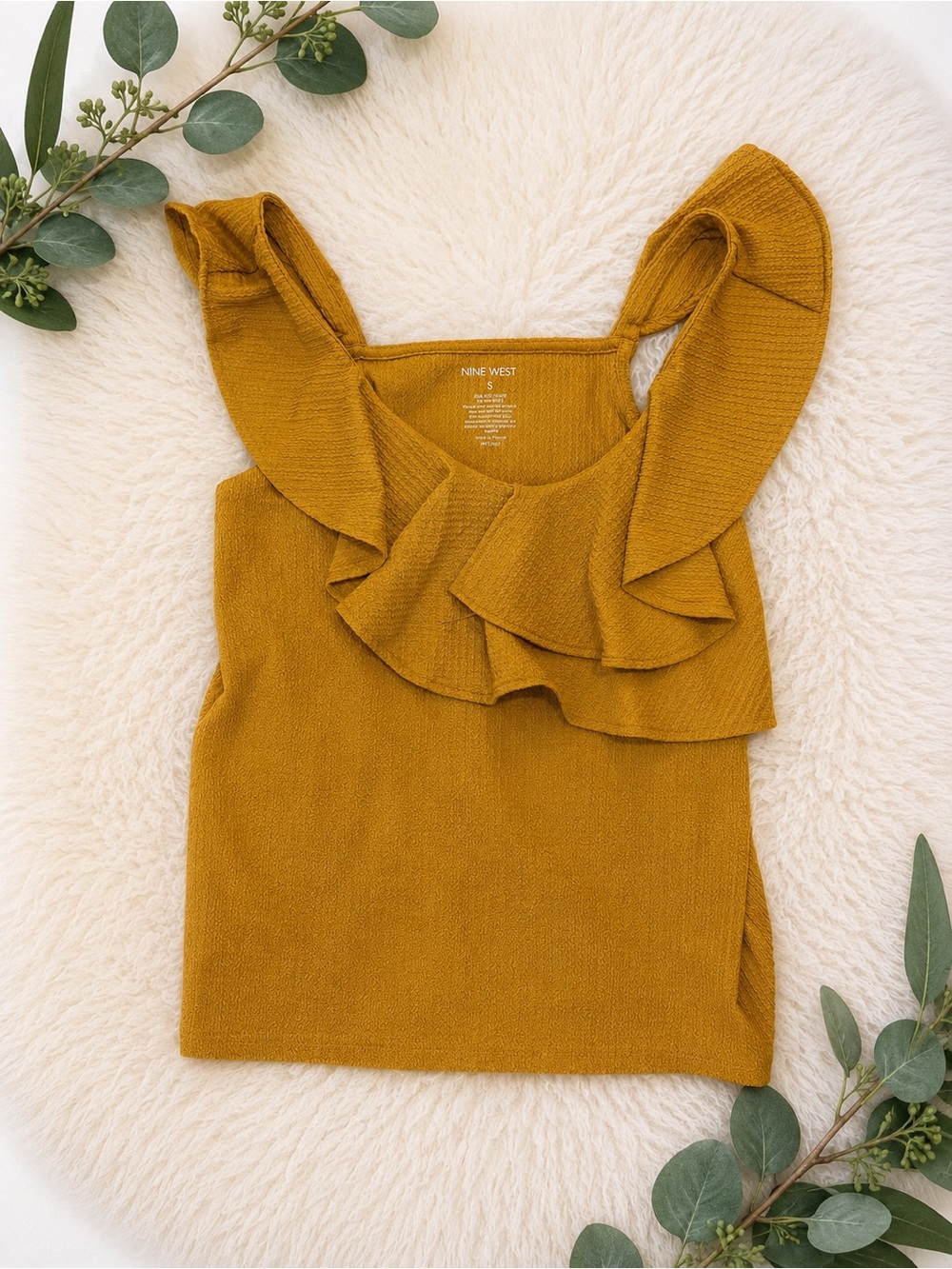 Nine West Mustard Ruffle Knit Camisole